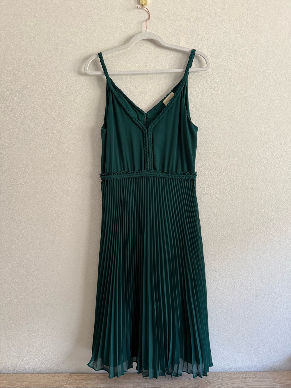 Sezane dark green pleated midi dress Women’s Sz 38/6